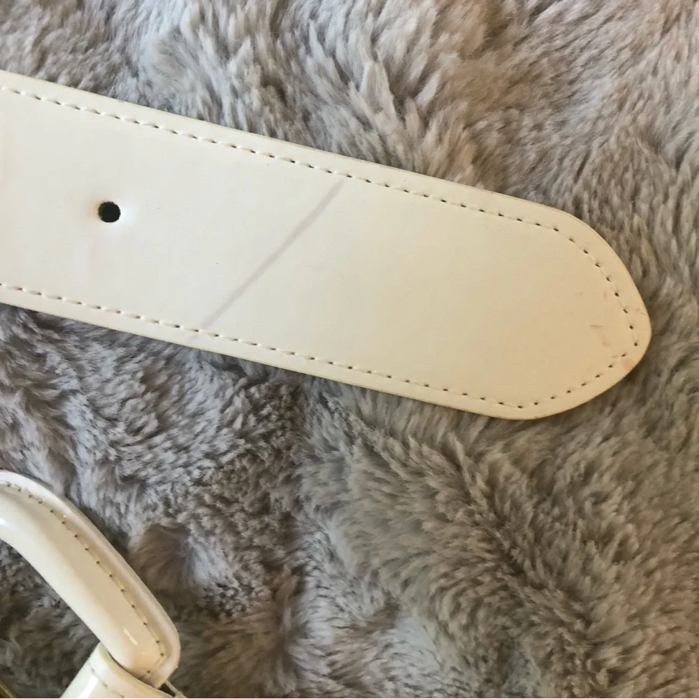 Chaps Wide Elastic cream Waist Belt with Decorative Buckle